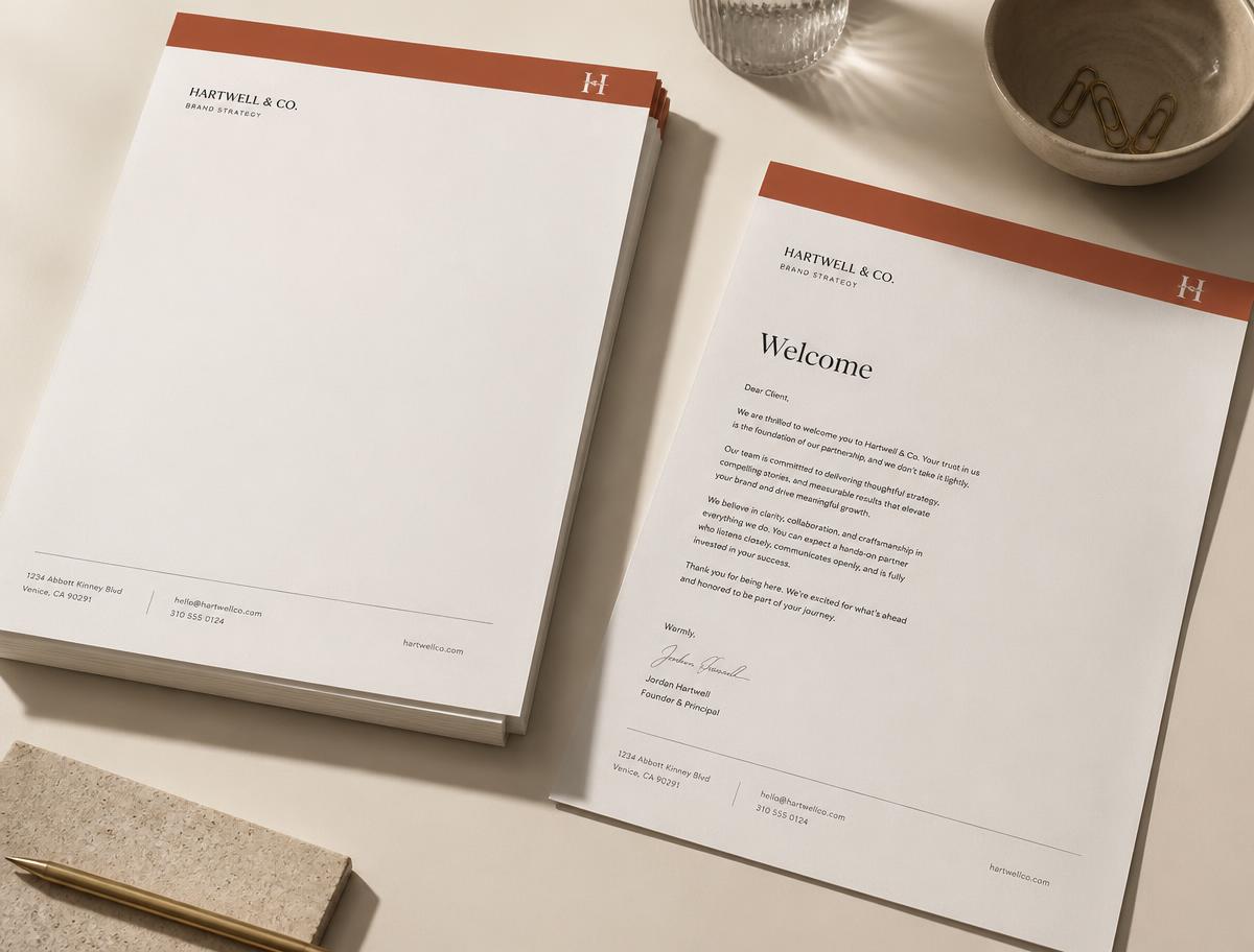 Cartas impresas y papelería con membrete de marca