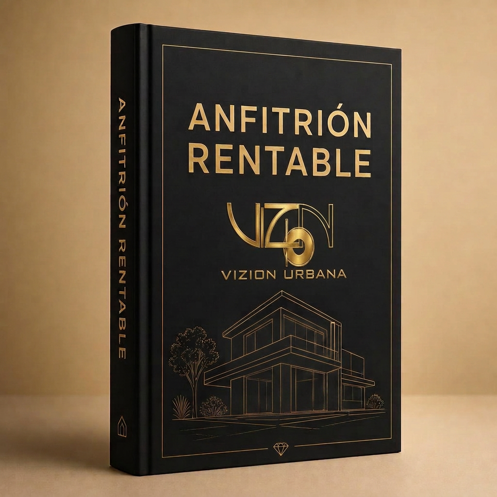 Portada de la guía digital Anfitrión Rentable con el logo de Vizion Urbana
